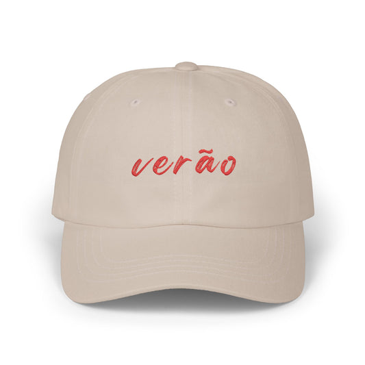 verão embroidered script Dad Cap | summer Portuguese hat